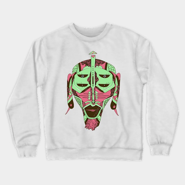 Pink Mint African Mask No 11 Crewneck Sweatshirt by kenallouis